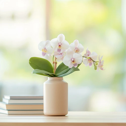 Orchidée deux tiges et son cache pot